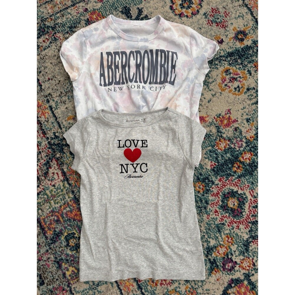 abercrombie kids short sleeve new york city nyc graphic tee size 11/12 lot of 2